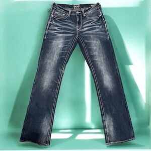 Salvage Mayhem Bootcut Jeans Men's 30x34 Dark Wash Blue Stretch Denim